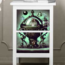 Ornate Cauldron med Grönt Crystal Boll och Orbs