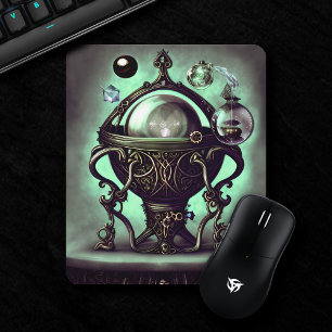Ornate Cauldron med Grönt Crystal Boll och Orbs Musmatta