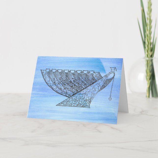 Ornate Chanukah Menorah Anpassade Greeting Card Kort (Framsida)
