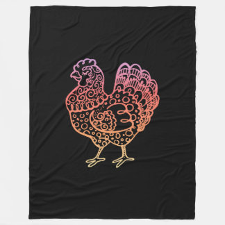 Ornate Chicken Lineart Fleecefilt