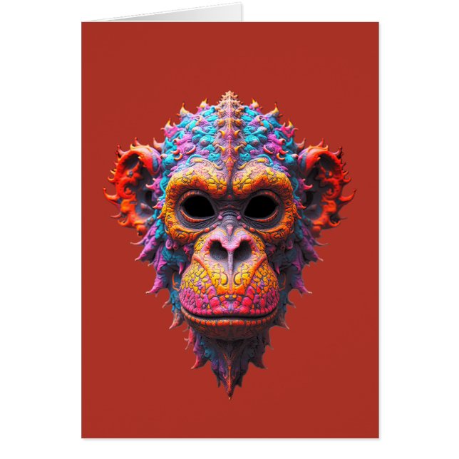 Ornate Chimp Mask Hälsningskort (Framsidan)