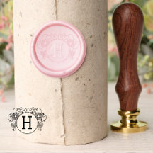 Ornate Circular Blommigt Ram Bröllop Monogram