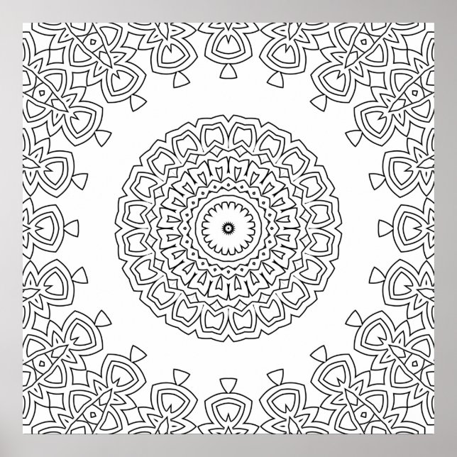Ornate Circular Motif Mandala Coloring Design Art Poster (Framsidan)