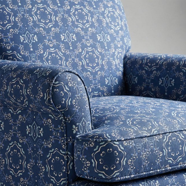 Ornate Classic Blue & White Mediterranean Azulejo Tyg (Skapare uppladdad)