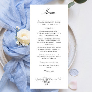 Ornate Classic French Rose Border Wedding Meny