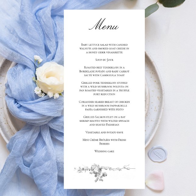 Ornate Classic French Rose Border Wedding Meny (Skapare uppladdad)