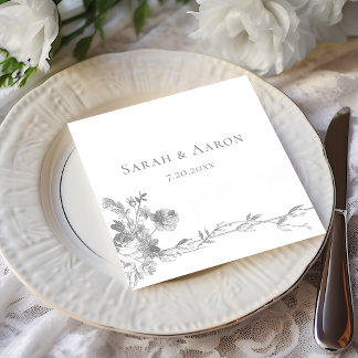 Ornate Classic French Rose Border Wedding Pappersservett