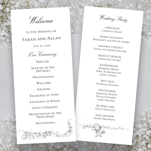 Ornate Classic French Rose Border Wedding Program (Skapare uppladdad)