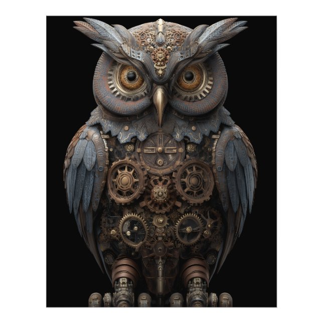 Ornate Clockwork Owl Fototryck (Framsidan)