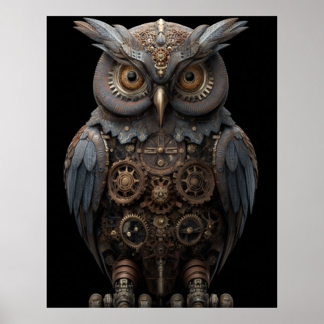 Ornate Clockwork Owl Poster (Framsidan)