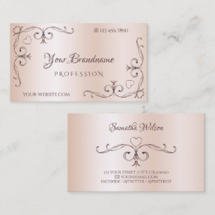 Ornate Corner Shimmery Ro Pastel Rosa Färgad Visitkort