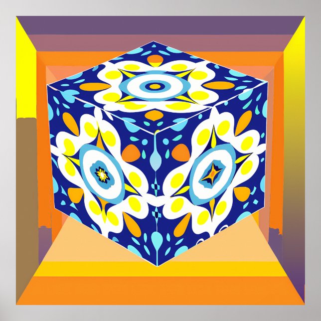 Ornate Cube: A Kaleidoscope of Patterns Poster (Framsidan)