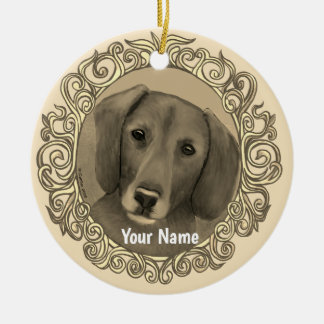 Ornate Dachshund Julgransprydnad Keramik