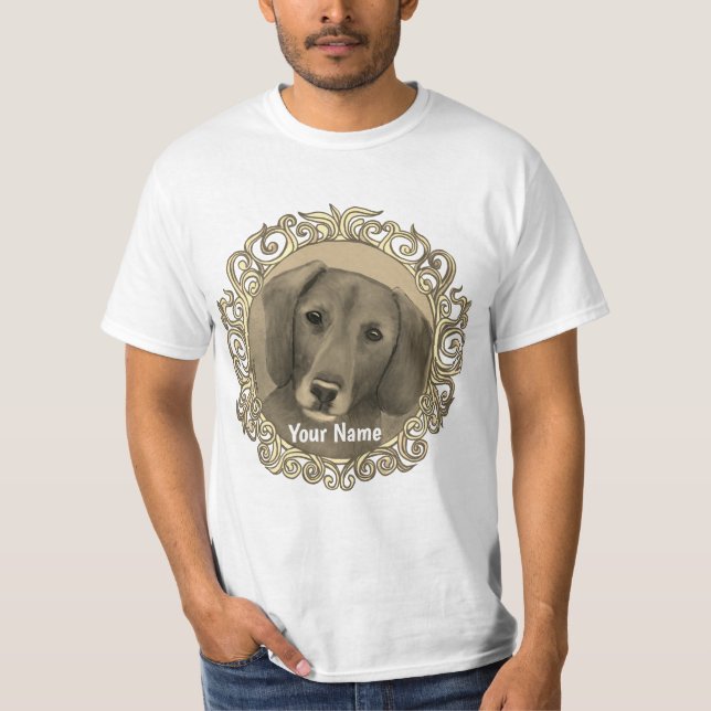 Ornate Dachshund T Shirt (Framsida)