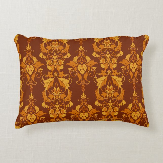 Ornate Damask: Vintage Elegant Tapet Prydnadskudde (Framsidan)