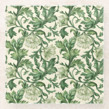 Ornate dark green acanthus leaves pattern