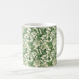 Ornate dark green acanthus leaves pattern kaffemugg