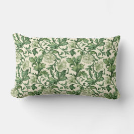Ornate dark green acanthus leaves pattern lumbarkudde