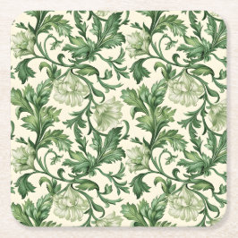 Ornate dark green acanthus leaves pattern underlägg papper kvadrat