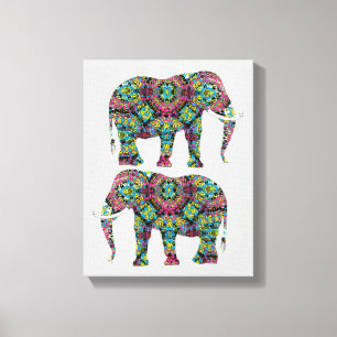 Ornate Decorated Indian Elephant Design Canvastryck