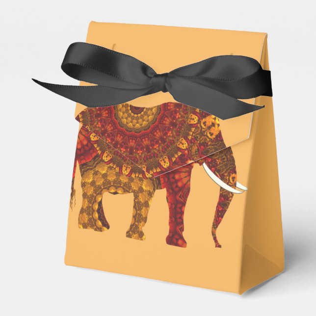 Ornate Decorated Indian Elephant Design Presentaskar (Framsidan Sidan)