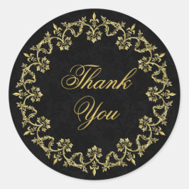 Ornate Decorative Guld Circle on Black Tack Runt Klistermärke
