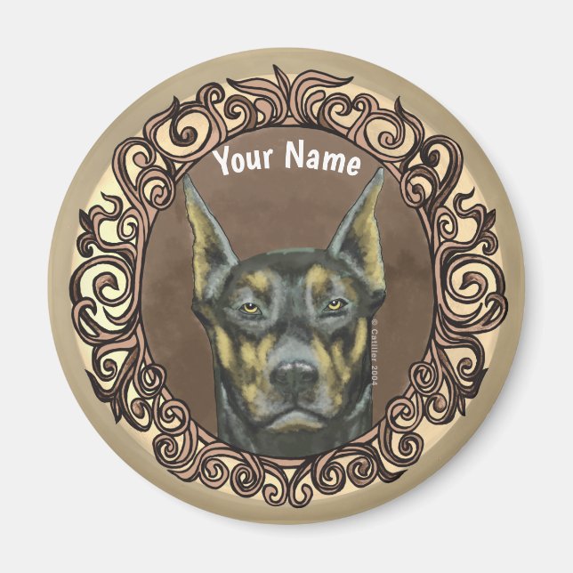 Ornate Doberman Magnet (Framsidan)