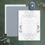 Ornate Dusty Blue Blommigt Line Art Monogram Invit Inbjudningar<br><div class="desc">Vi presenterar vår vackra ornate Blue blommigt line art mongram bröllopsinbjudan! Inbjudan är ett jättebra tecken på art nouveau, med sitt ornerade gräns och monogram initialer. Perfekten för att ange tonen för din stora dag är att inbjuda dina gäster. Din bröllopsdag är en av de viktigaste dagarna i ditt liv,...</div>