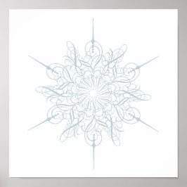 Ornate Elegant Ice Blue Snowflake-jul Poster