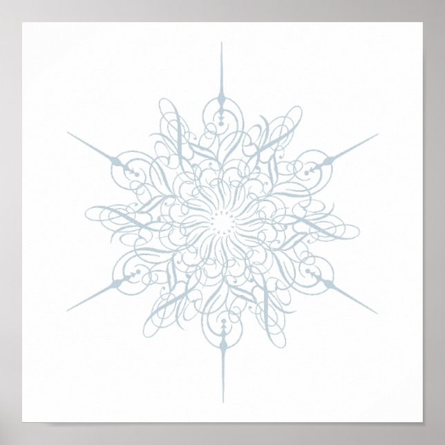 Ornate Elegant Ice Blue Snowflake-jul Poster (Framsidan)