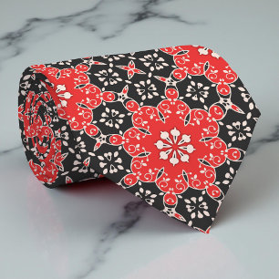 Ornate Elegant Lacy Mosaic Red Black and White Slips