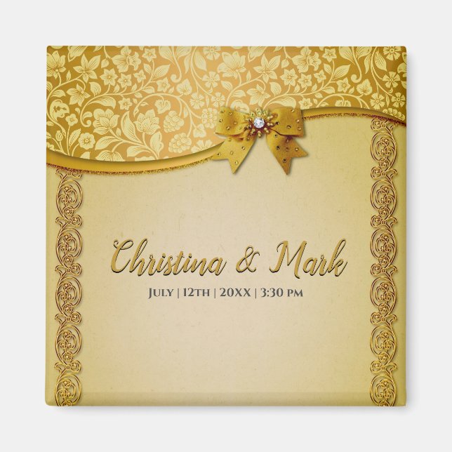 Ornate Elegant Retro Abstrakt Flowers and Löv Magnet (Framsidan)