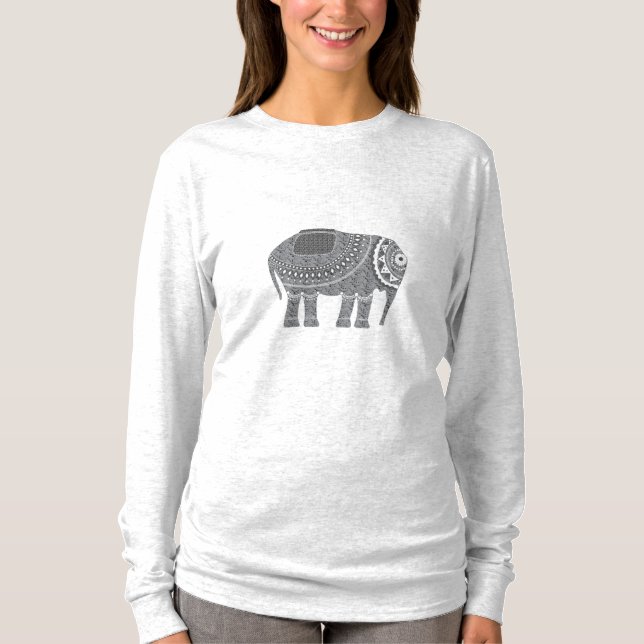 Ornate Elephant Black Coola Black Tee (Framsida)
