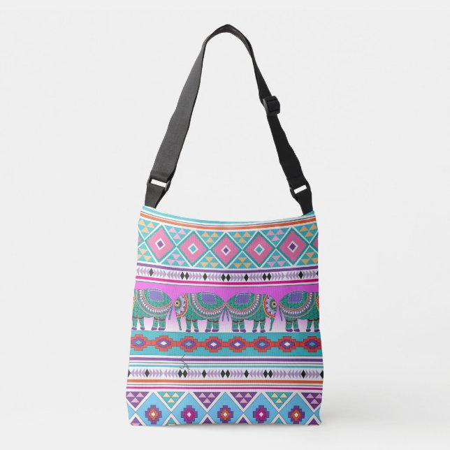 Ornate Elephant Dubbla Sided Coola Tote Bag Axelväska (Framsida)