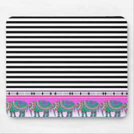 Ornate Elephants Black Stripping Trendig Musmatta