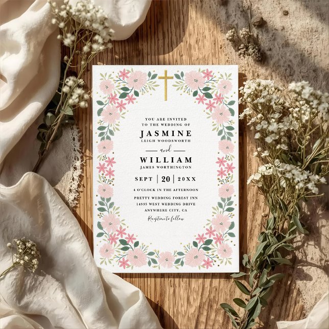 Ornate Embossed Graceful Bloom QR Code Wedding Inbjudningar (Skapare uppladdad)