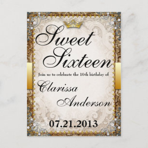 Ornate Fairytale Storybook Sweet sixteen Inbjudan Vykort