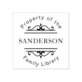 Ornate Family Bibliotek Personlig Bok Stämpel