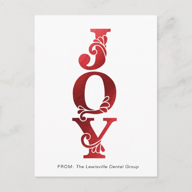 Ornate Faux-foiled JOY-Helgdag Vykort (Framsida)