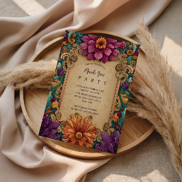 Ornate Floral Mardi Gras Masquerade Inbjudningar