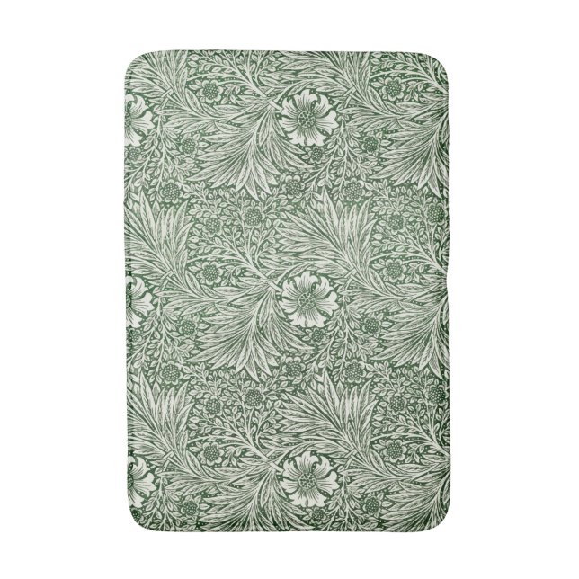 Ornate floral pattern of white flowers & leaves badrumsmatta (Framsidan (Vertikal))