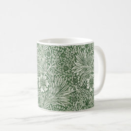 Ornate floral pattern of white flowers & leaves kaffemugg