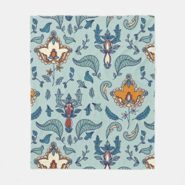 Ornate floral pattern on a pale blue background fleecefilt
