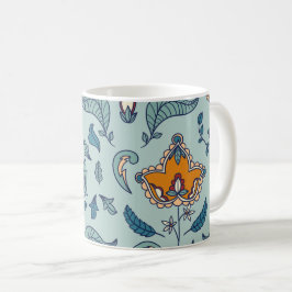 Ornate floral pattern on a pale blue background kaffemugg