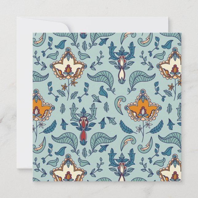 Ornate floral pattern on a pale blue background tack kort (Framsida)