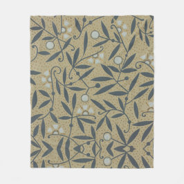 Ornate floral pattern with dark blue vines  fleecefilt