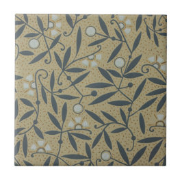 Ornate floral pattern with dark blue vines  kakelplatta