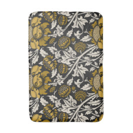 Ornate floral pattern with large gold flowers  badrumsmatta