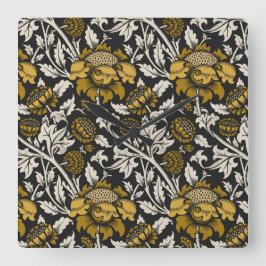 Ornate floral pattern with large gold flowers  fyrkantig klocka