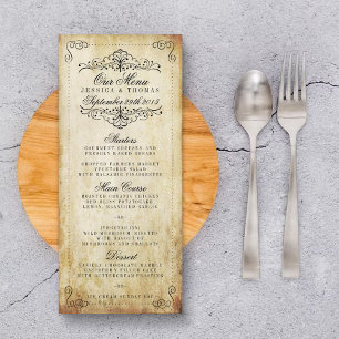 Ornate Flourish Vintage bröllop Menu Reklamkort